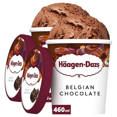 Haagen-Dazs Belgian Chocolate Ice Cream Tub 460ml Pack of 2