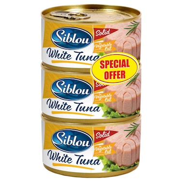 Siblou Solid White Tuna in Vegetable Oil, 170g Pack of 3