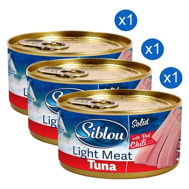 Siblou Solid Light Meat Tuna with Red Chili 160g Pack of 3