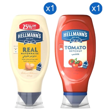 هيلمانز مايونيز حقيقي 410 غرام + هيلمانز كاتشب الطماطم  500 غرام