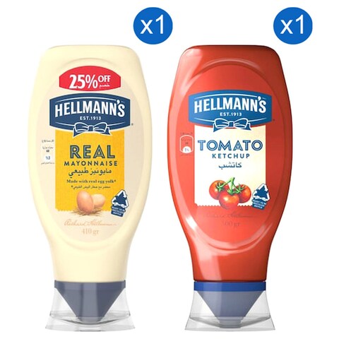 Hellmann&#39;s Real Mayonnaise 410g  + Hellmann&#39;s Tomato Ketchup  500g