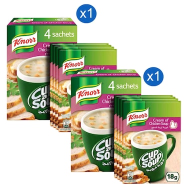 Knorr Cup A Soup Cream of Chicken Soup 4 Sachets 18g Pack of 2