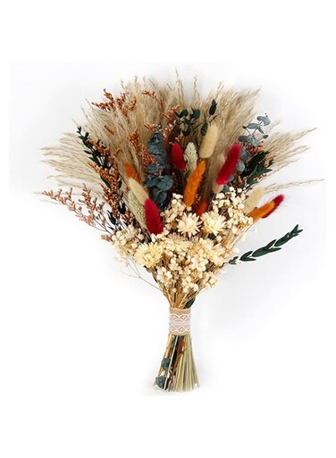 NALACAL Dried Flower Bouquet &ndash; 17" Natural Dried Pampas Grass with Bunny Tails, Eucalyptus, and Reed Grass for Fall Home Decor, Perfect for Table or Mantel Arrangements
