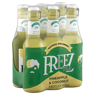 Freez Mix Carbonated Flavoured Drink Pineapple and Coconut 275ml Pack of 6