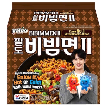 Paldo Bibimmen II Mixed Noodles, 130g Pack of 4