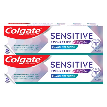 كولغيت برو ريليف سينسيتيف معجون أسنان بالفلورايد لتقوية مينا الأسنان، 75 ملل، حزمة من 2