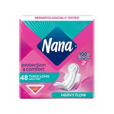 Nana Protection and Comfort Maxi Thick Long Pads, 48 Pads 