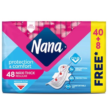 Nana Protection and Comfort Maxi Thick Regular Pads, 48 Pads