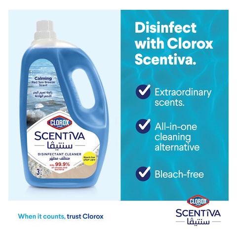 Clorox Disinfectant Cleaner, Calming Red Sea Breeze Scent, 3L