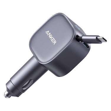 أنكر شاحن سيارة بمنفذ يو اس بي-سي مع كابل شحن يو اس بي-سي مدمج، 75 واط -أسود-