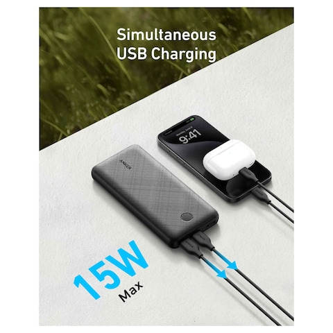 أنكر 325 باور بنك بمنفذ USB-C سعة 20000 مللي أمبير أسود