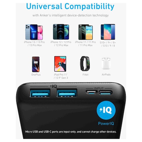 أنكر 325 باور بنك بمنفذ USB-C سعة 20000 مللي أمبير أسود