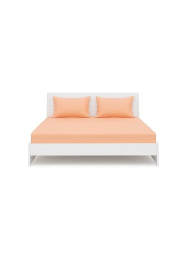 3-Piece Fitted Sheet With Pillowcases Set cotton_blend Peach 150 x 200cm