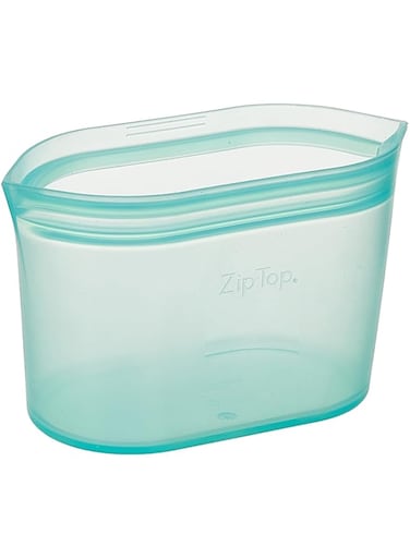 Zip Top Reusable Silicone Food Storage Dish Bag, 16 oz Capacity, Small, Teal
