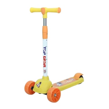 Top Gear Kids Scooter TG 635 &ndash; 3-Wheel Kick Scooter with Flashing PU Wheels, Rear Brake &amp; Removable Handle - Yellow