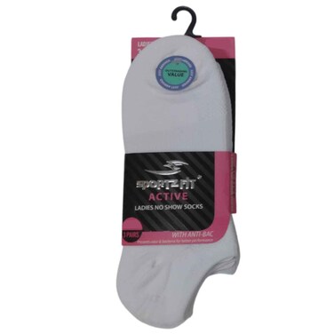 Sportzfit Women Nylon No-Show Socks, White, Free Size, 3 Pairs