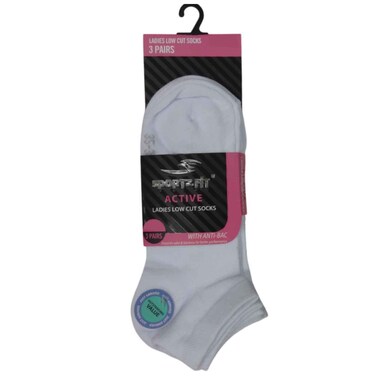 Sportzfit Women Low Cut Socks, White, Free Size, 3 Pairs