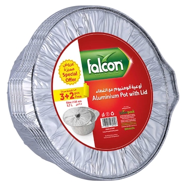 Falcon Aluminium Pot with Lid, 3.7L, 5 PCS
