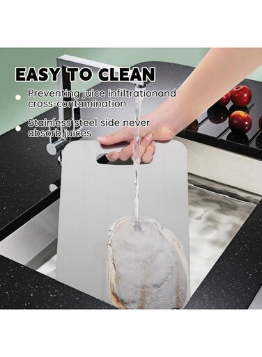 Titanium Cutting Board, 304 Stainless Steel Heavy Duty Non-SlipDouble-Sided Food Grade Cutting Board, for Kitchen Home Meat Vegetable Fruit (36 * 25cm)