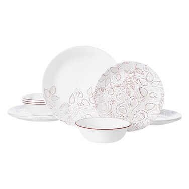 Corelle Vitrelle Glass Dinner Set 77007753, Assorted, 12 PCS