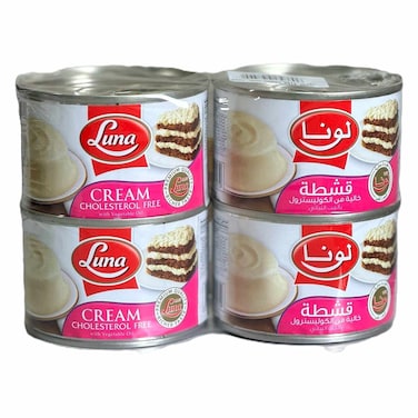 Luna Sterilized Cream with Vegetable Oil, Cholesterol Free, 155g Pack of 4