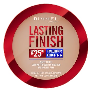 Rimmel London Lasting Finish 25H Hyaluronic Acid Matte Finish Compact Powder Foundation, 005 Ivory