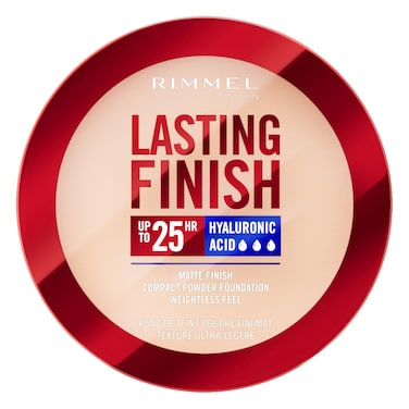 Rimmel London Lasting Finish 25H Hyaluronic Acid Matte Finish Compact Powder Foundation, 001 Fair Porcelain