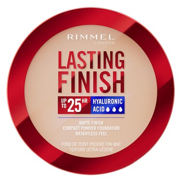 Rimmel London Lasting Finish 25H Hyaluronic Acid Matte Finish Compact Powder Foundation, 002 Pearl