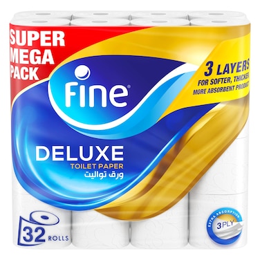Fine Deluxe Toilet Paper Roll, 140 Sheets  32 Rolls