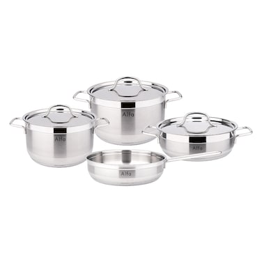 Alfa Ron, 7 Pcs Stainless Steel Cookware Set, Silver