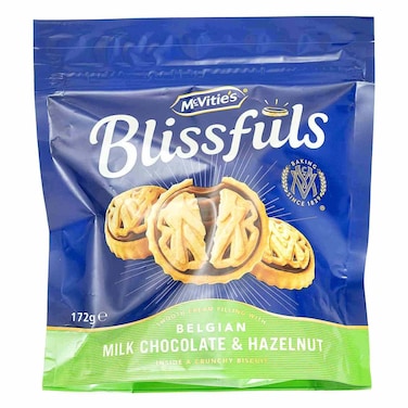 McVitie's Blissfuls Milk Chocolate and Hazelnut Flavoured Biscuit, 172g