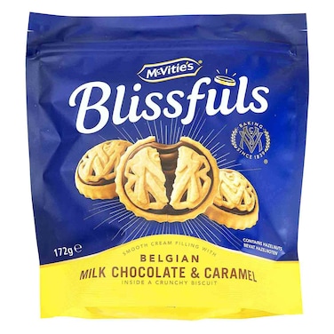McVitie's Blissfuls Belgian Milk Chocolate and Caramel Flavoured Biscuit, 172g