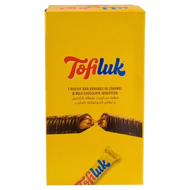Gandour Tofiluk Biscuit Bar Enrobed in Caramel and Milk Chocolate Sensation, 33g Pack of 12