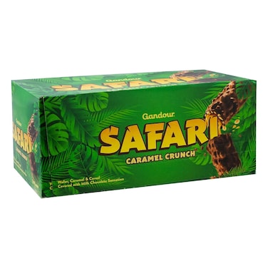 Gandour Safari Caramel Crunch and Cereal Covered with Milk Chocolate Sensation, 22g Pack of 24