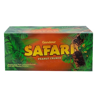 غندور سفاري لوح رقائق الفول السوداني المقرمشة والكراميل مغطى بشوكولاته الحليب، 25 غرام، حزمة من 24