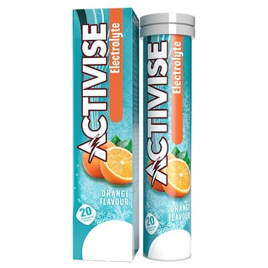 Activise Electrolyte Effervescent Tablets, Orange Flavour, 20 Tablets