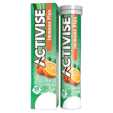 Activise Immune Plus Effervescent Tablets, Orange Flavour, 20 Tablets