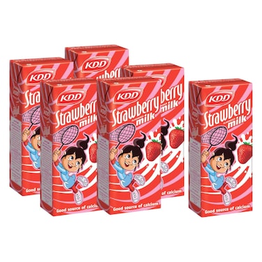 KDD Strawberry Flavoured Milk, 180ml Pack of 6