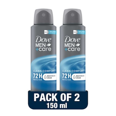 بخاخ مضاد للتعرق من دوڤ الرجال + العناية، النظافة المريحة، ١٥٠ مل * ٢