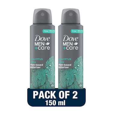 Dove Men+Care Antiperspirant Deodorant Spray, Eucalyptus &amp; Birch, 150ml Pack of 2