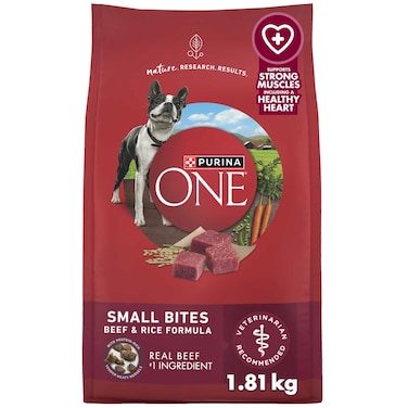 Purina ONE Small Bites Beef &amp; Rice Formula, Dog Food, 1.81kg
