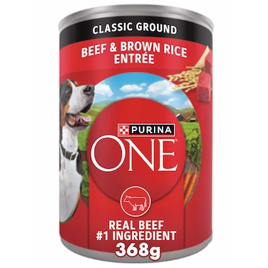 Purina ONE Classic Ground Beef &amp; Brown Rice Entr&eacute;e, Dof Food, 368g