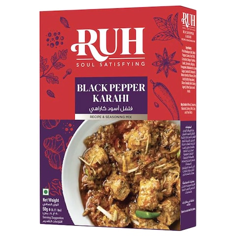 Ruh Black Pepper Karahi Recipe and Seasoning Mix, 50g