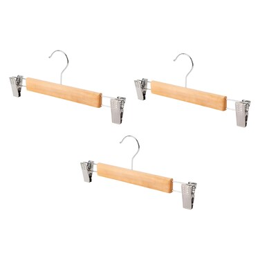 Wooden Hanger with Metal Clips, Assorted, 3 PCS
