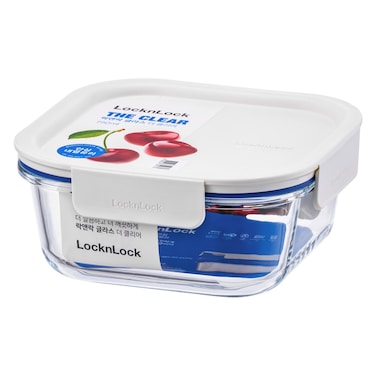 لوك آند لوك حافظة طعام زجاجية شفافة مربعة - بيضاء 750 ملل