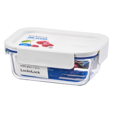 لوك آند لوك حافظة طعام زجاجية شفافة مستطيلة الشكل - بيضاء 380 ملل