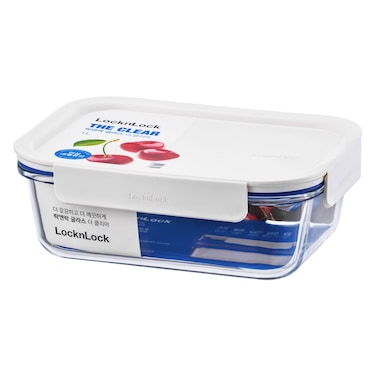 Lock &amp; Lock The Clear, Glass Food Container, Rectangular, White, 1L