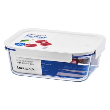 Lock &amp; Lock The Clear, Glass Food Container, Rectangular, White, 2L