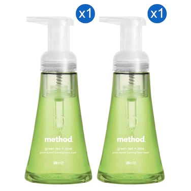 ميثود غسول اليدين، الشاي الأخضر والصبار، رغوي، حزمة من قطعتين، 300 ملل