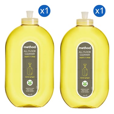 Method Squirt with Mop All Floor Cleaner, Lemon and Ginger, 739ml Pack of 2